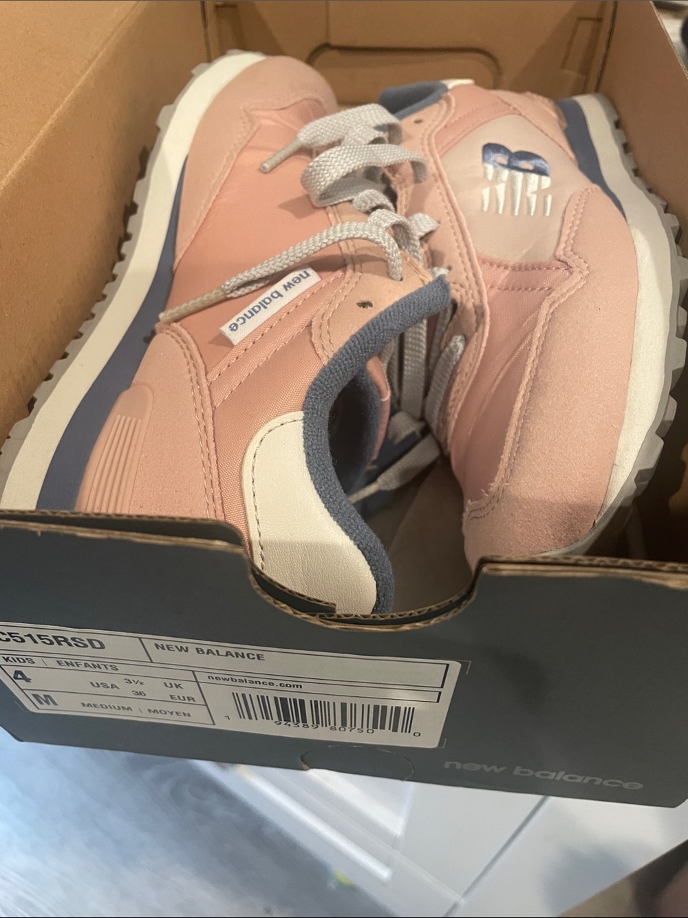 New Balance Kids (Big Girl) Pink and Navy Low-Top Sneakers